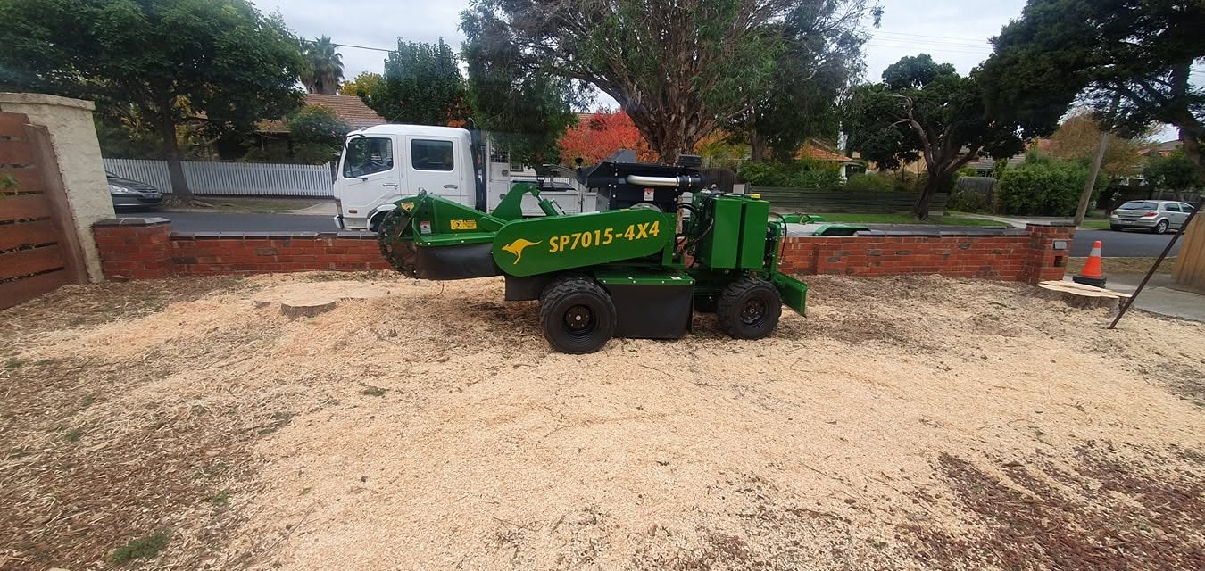 Stump grinder removing a tree stump